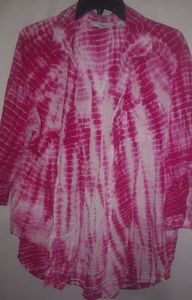 Great NE Indigo XL Collared Button Front Pink Tie Dye Tunic Top Plus